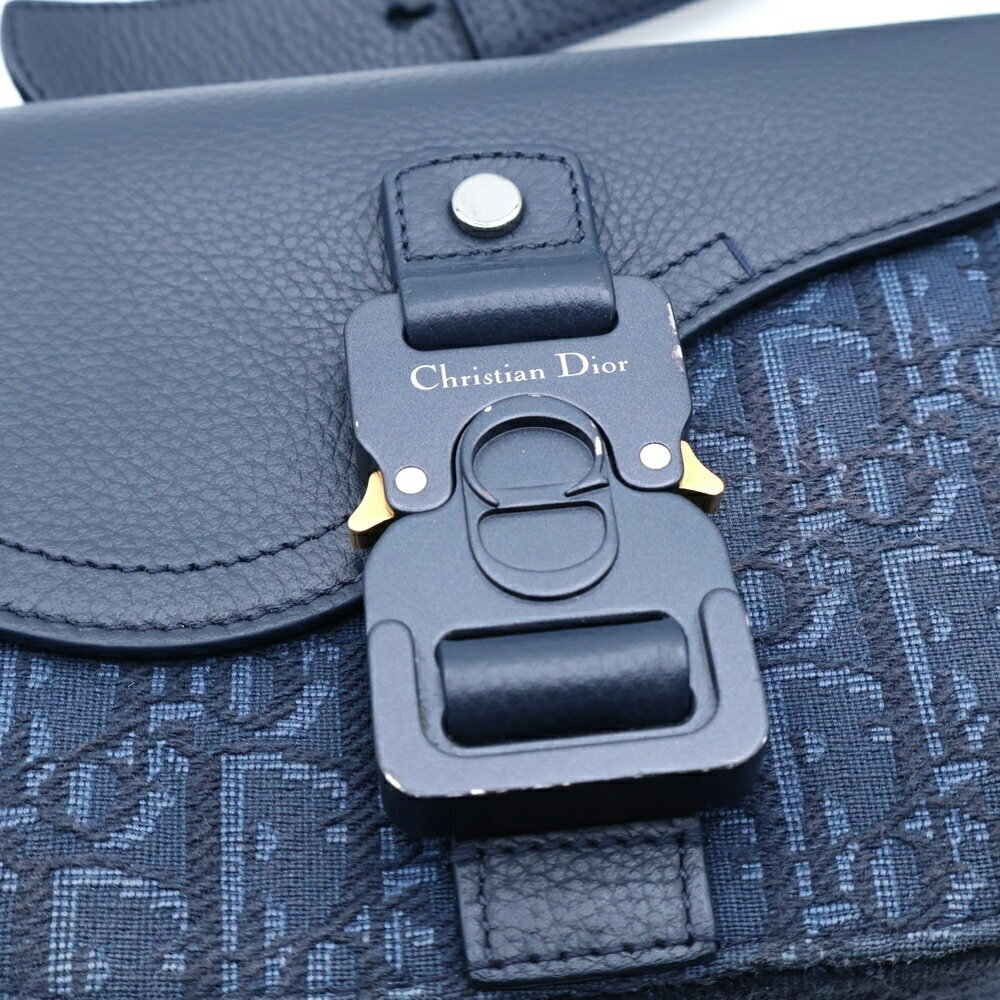 Christian Dior Oblique Saddle Flap Messenger Bag Shoulder Navy Blue - Picture 5 of 6